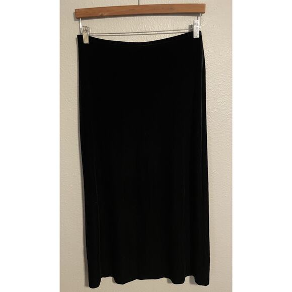 Vintage Womens Maxi Skirt Size Medium Black Velvet Pull On Witchy Whimsigoth 90s - Picture 1 of 8